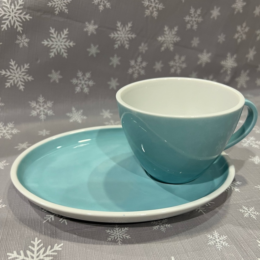 Lenox Hoopla Aquamarine Cup And Saucer Set
